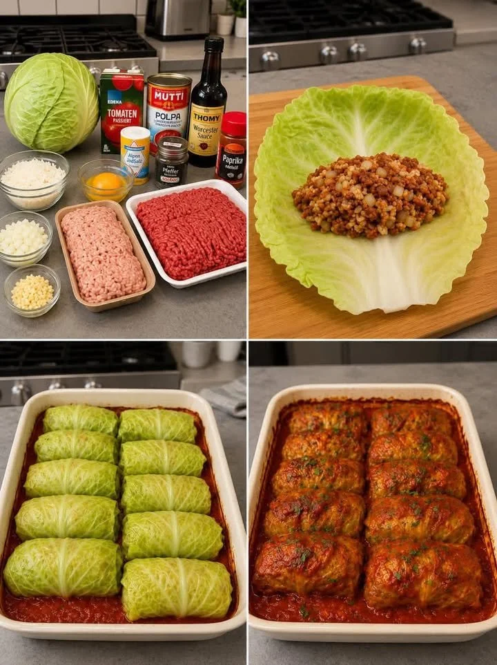 Kohlrouladen wie bei Oma, herzhaft gefüllt mit Fleisch und Reis.