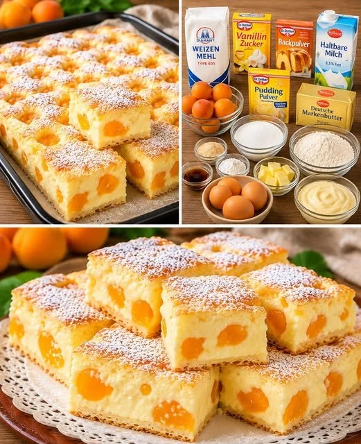 Kuchen mit Quark und Mandarinen auf einem schönen Teller