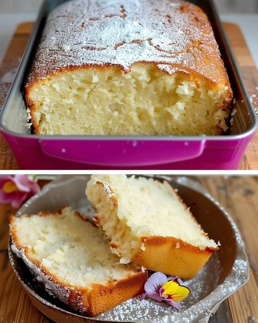 Omas Vanillepudding Kuchen frisch gebacken auf einem Kuchensteller
