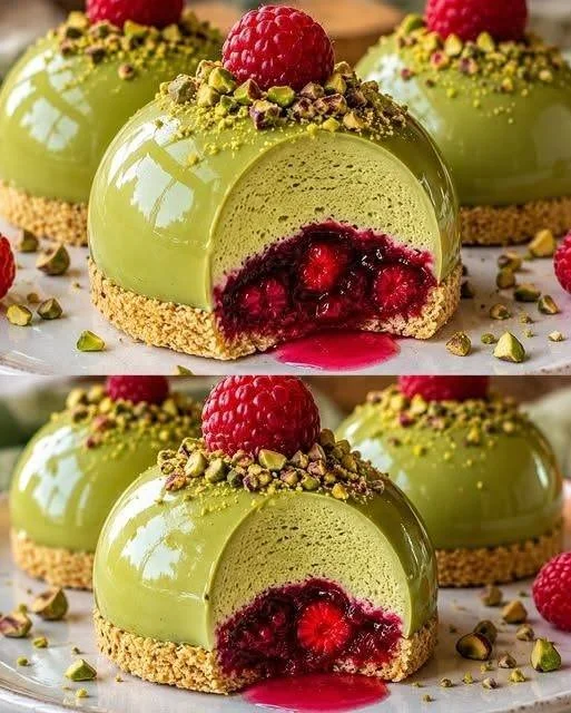 Pistazien Himbeer Käsekuchen Kugeln – leckere Dessertidee