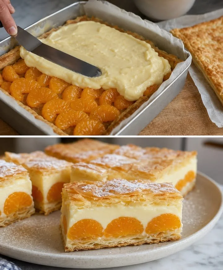 Puddingkuchen mit Blätterteig - ein köstliches Dessert