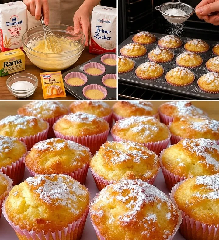 Frisch gebackene Quark Apfelmuffins auf einem Teller