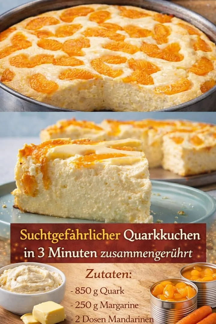 Quarkkuchen ohne Boden, saftiger Käsekuchen ohne Mürbeteig