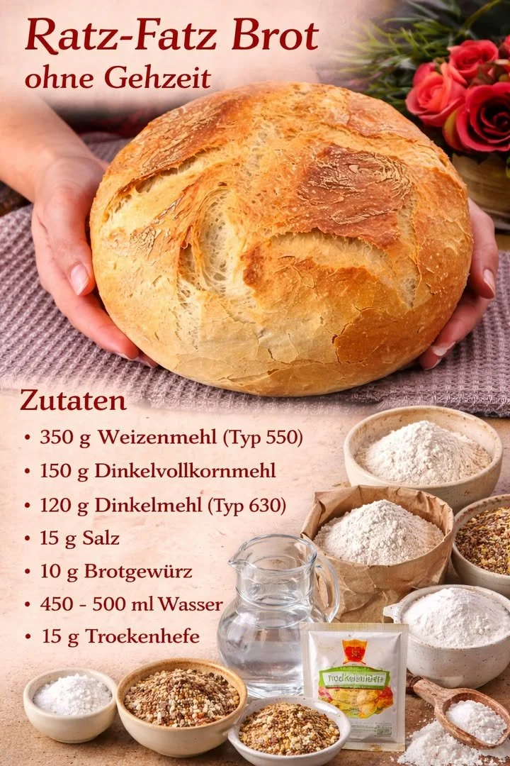 Schnelles Rezept für Brot ohne Gehzeit – Ratz Fatz Brot