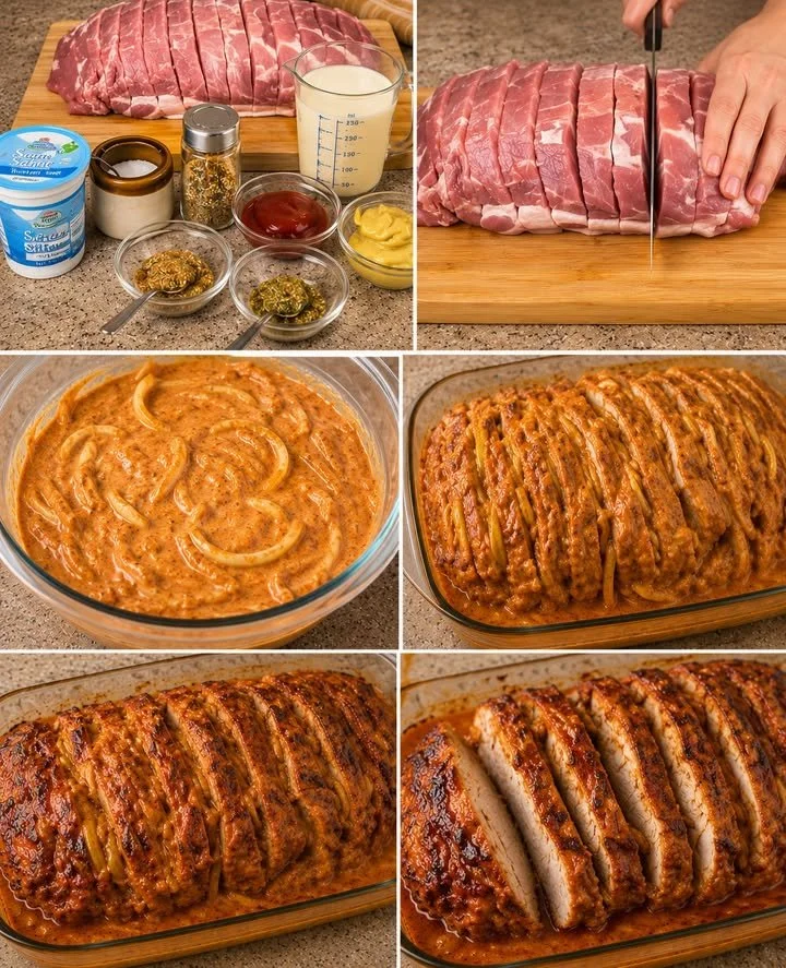 Leckeres Gericht Räuberbraten mit saftigem Fleisch und würziger Sauce.