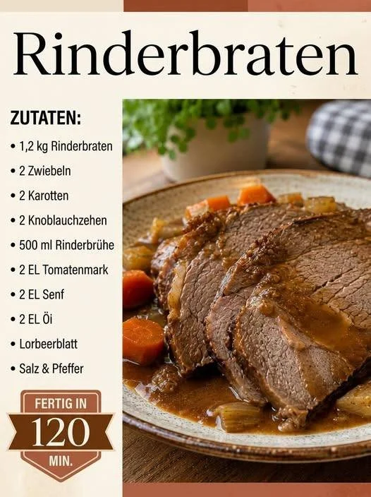 Zartes Rinderbraten Rezept wie bei Oma, ein traditionelles Familiengericht.