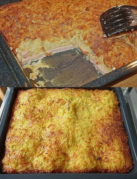 Rösti im Ofen gebacken, goldbraun und knusprig serviert.