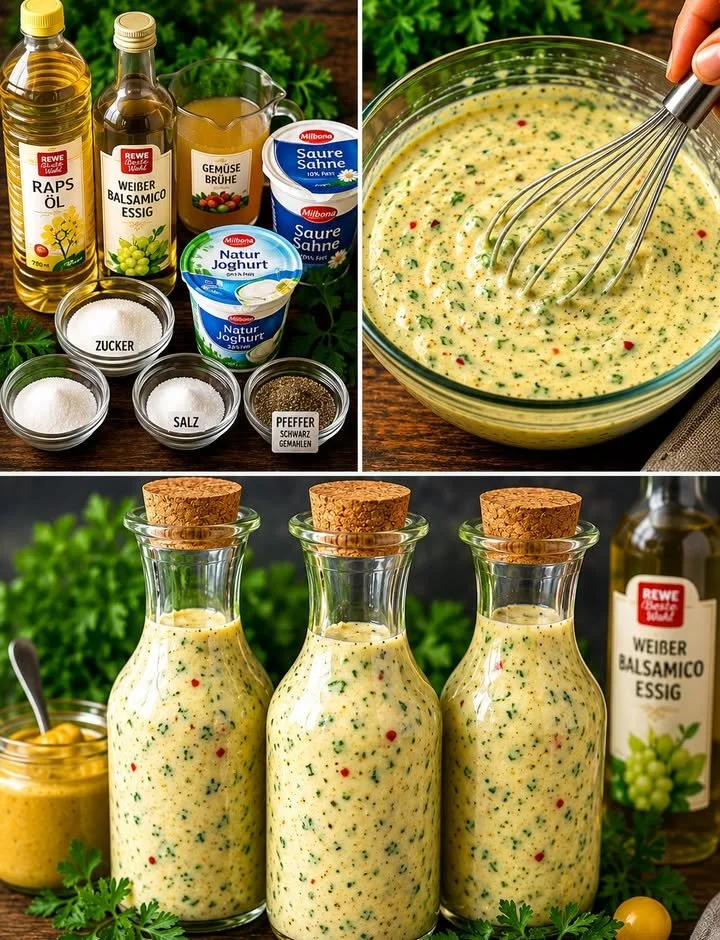 Hausgemachte Salatsauce inspiriert von Restaurantrezepten für leckere Salate.