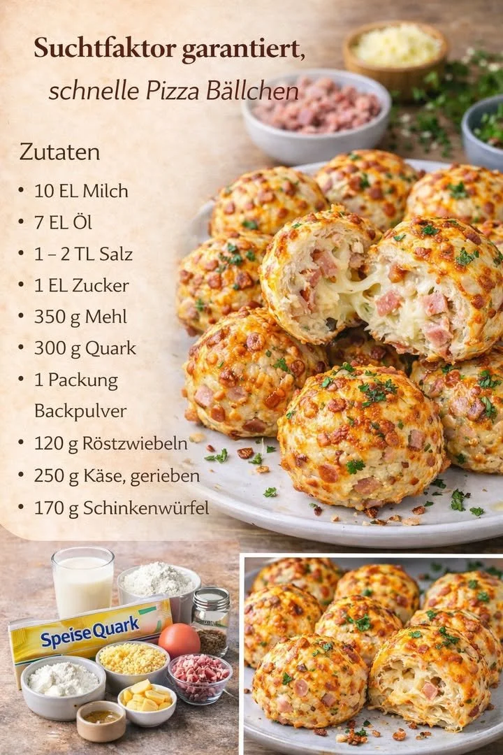 Schnelle Pizza Bällchen aus dem Ofen, perfekt als Snack oder Partygericht.