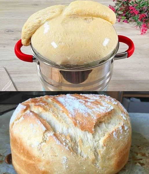Schnelles Brot frisch gebacken auf einem Tisch