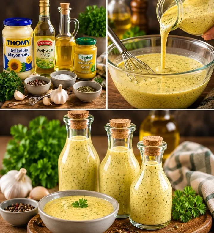 Bunter Sommersalat mit frischen Zutaten und Dressing.