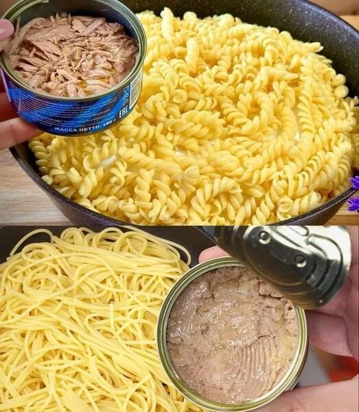 Vorbereitung von Thunfisch Spaghetti mit frischen Zutaten