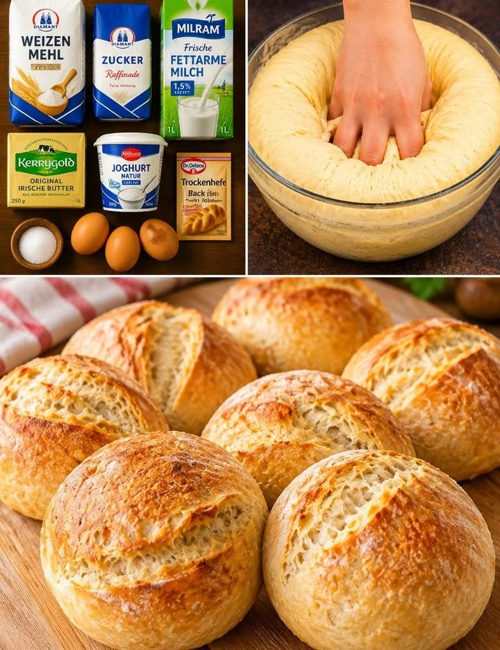 Köstliche Übernacht Brötchen aus der DDR auf einem Holzbrett
