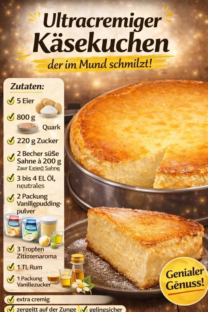 Ultracremiger Käsekuchen, frisch gebacken mit einer perfekten Konsistenz