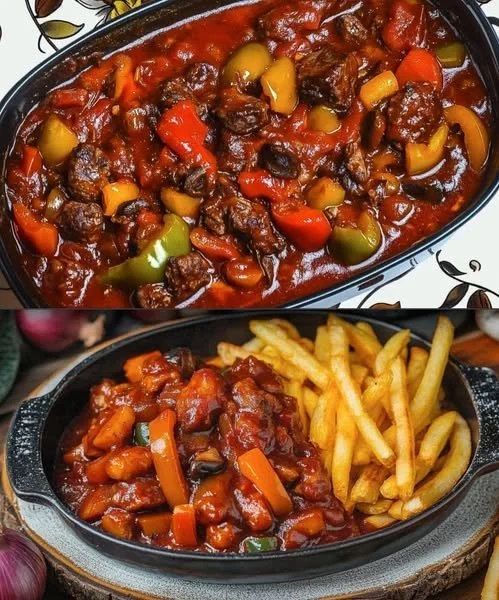 Schaschliktopf mit köstlichen Grillspießen und Gemüse