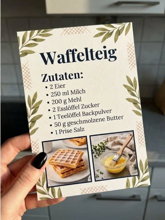 Leckere Waffeln aus frischem Waffelteig auf einem Teller serviert