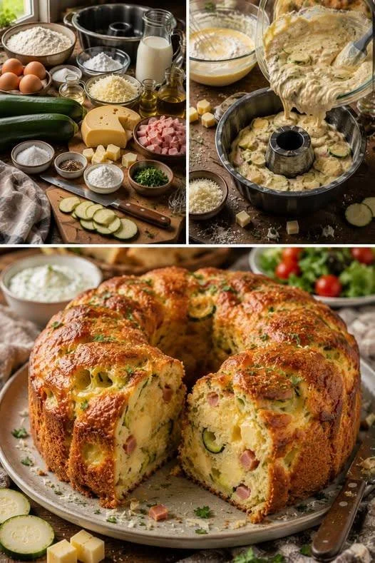 Leckerer Zucchini-Käse-Kranz auf einem Teller