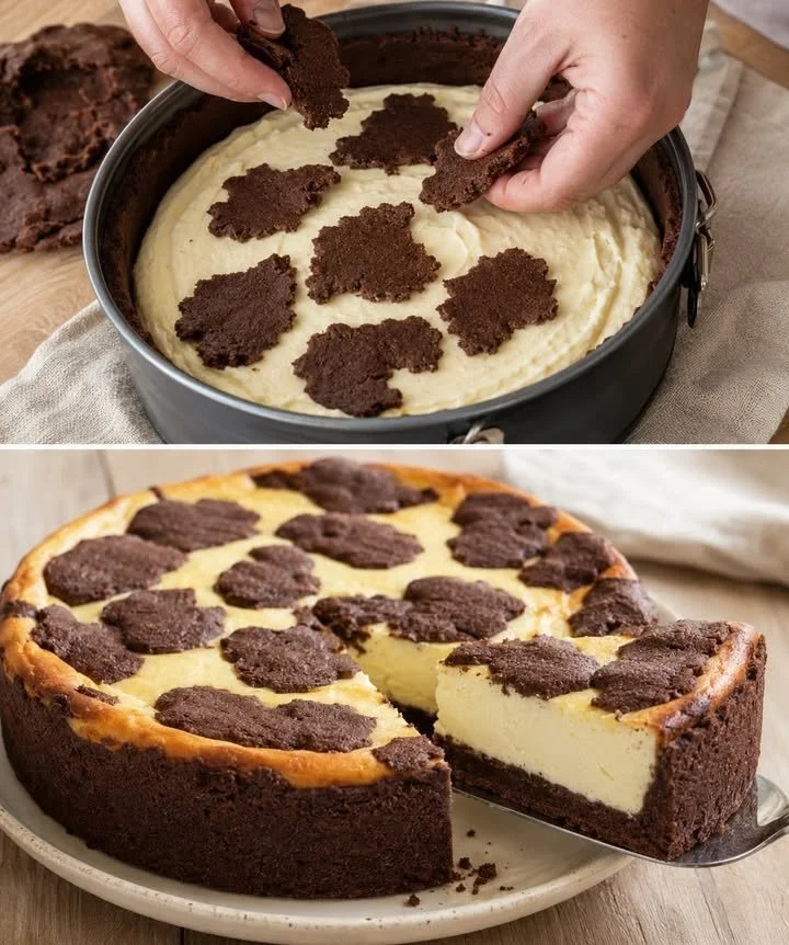 Leckerer Zupfkuchen mit Käse und Schokoladenteig