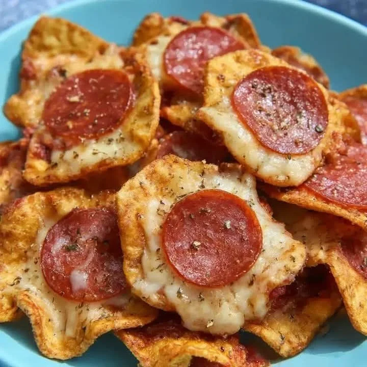 Zwei Zutaten Pizza Chips frisch zubereitet