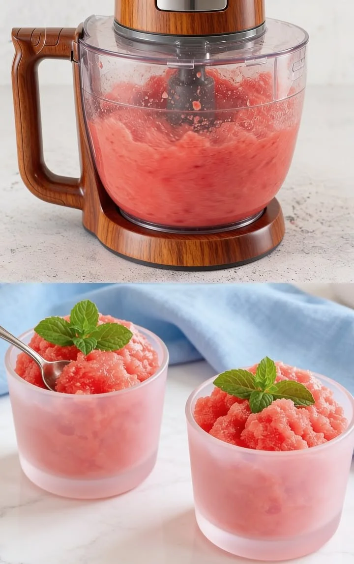 Leckeres 3-Zutaten-Wassermelonen-Dessert auf einem Teller