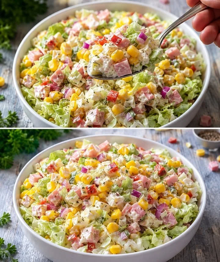 Frischer 5-Minuten Salat in einer bunten Schüssel