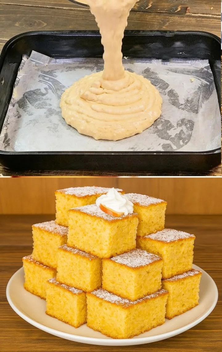 Luftiger Apfelkuchen wie eine Wolke mit Äpfeln und Zimt dekortiert