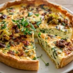 Leckere Bärlauch-Rindfleisch-Pastete frisch aus dem Ofen