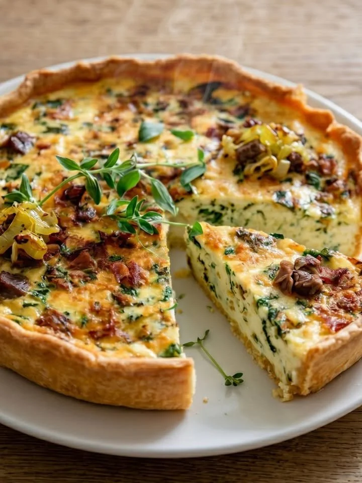 Leckere Bärlauch-Rindfleisch-Pastete frisch aus dem Ofen