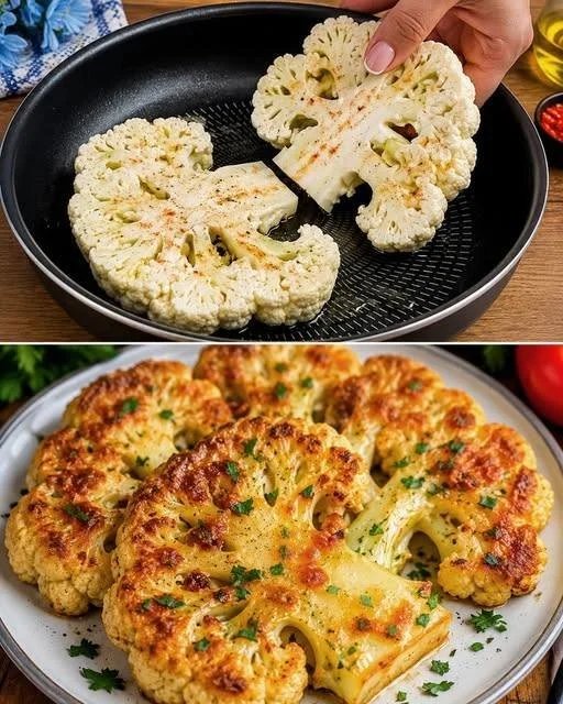 Leckeres Blumenkohl Schnitzel mit frischen Zutaten zubereitet