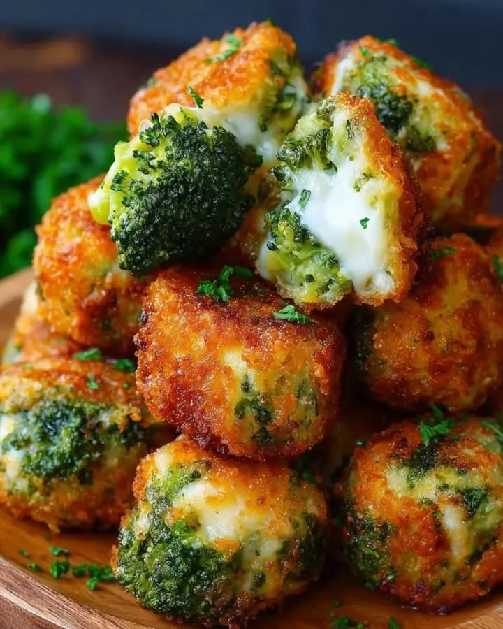 Leckere Brokkoli-Käse-Nuggets auf einem Teller serviert