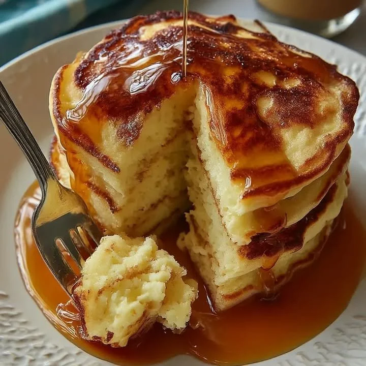 Leckere Buttermilch-Pfannkuchen auf einem Teller mit frischen Früchten