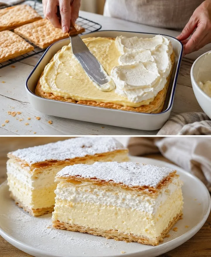 Leckere Cremeschnitten mit Vanillecreme und Blätterteig