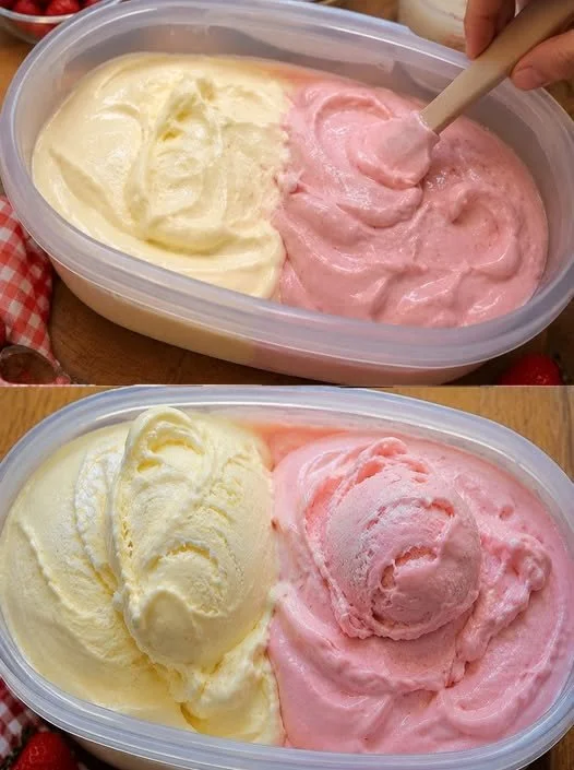 Selbstgemachtes Eis ohne Eismaschine in einer schönen Schüssel serviert.