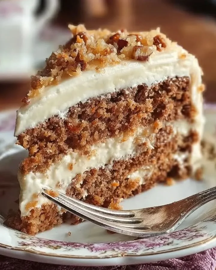 Ein schöner, frisch gebackener Karottenkuchen mit Glasur und Dekoration