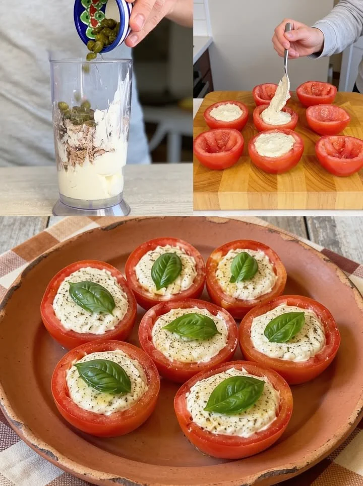 Frische Tomaten als Hauptgericht, appetitlich angerichtet auf einem Teller