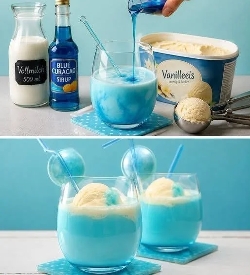 Eiskönigin Cocktail in einem Glas mit Eis und Dekoration