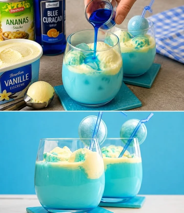 Eiskönigin Cocktail mit eisblauen Zutaten und winterlichem Flair