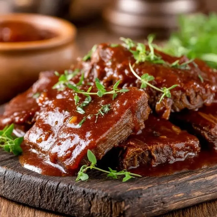 Hausgemachte Barbecue Sauce in einer Glasflasche auf dem Tisch