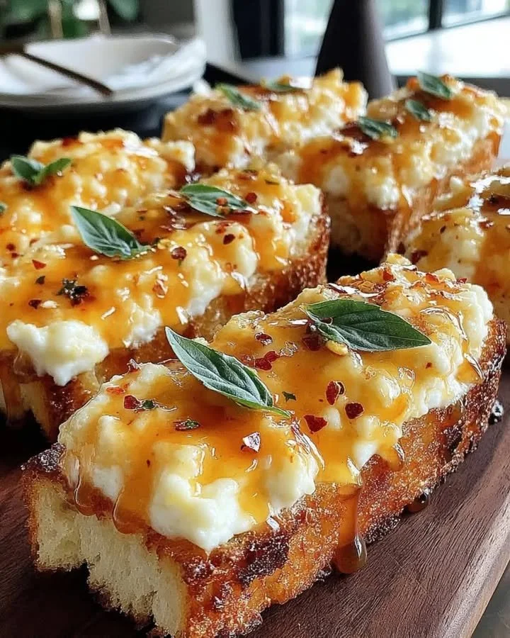 Heiße Honig Knoblauchbrot Pizza mit frischem Knoblauch und süßem Honig