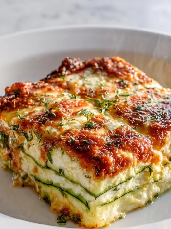 Leckerer Hüttenkäse-Auflauf mit frischem Gemüse und Käse überbacken