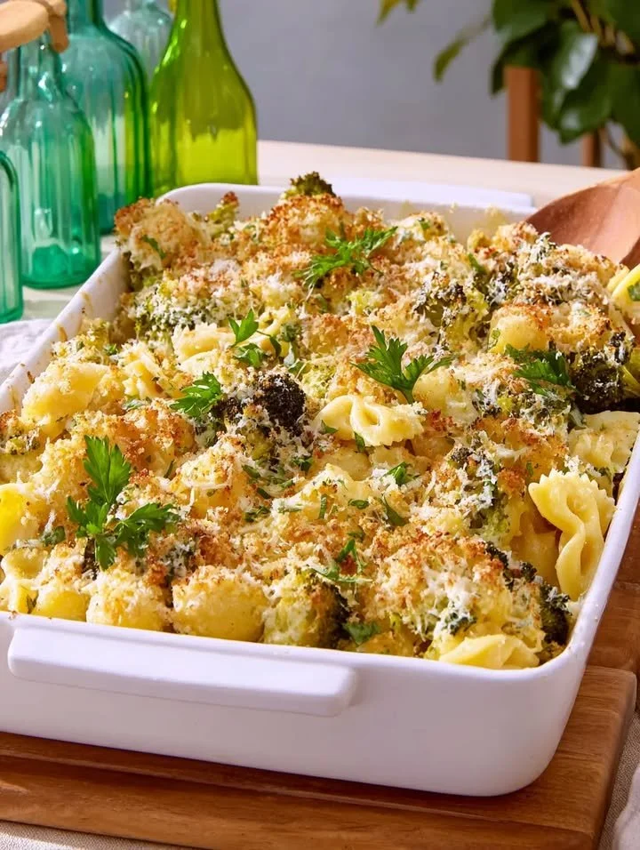 Italienischer Hochzeits-Nudelauflauf mit Käse und frischen Zutaten