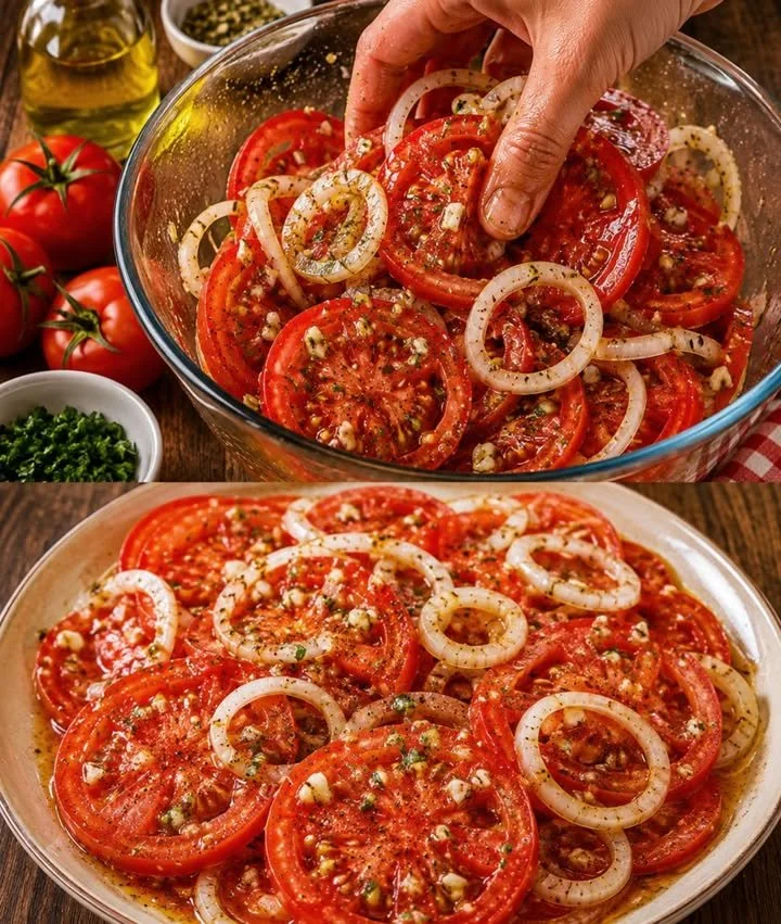 Italienischer Tomatensalat mit frischen Tomaten und Kräutern