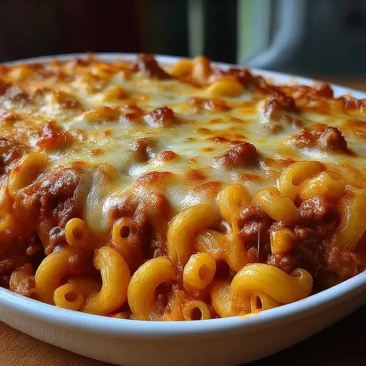 Leckerer Johnny Marzetti Auflauf aus Nudel, Fleisch und Käse