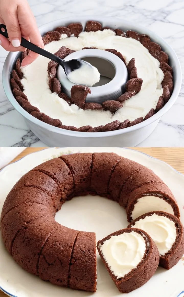 Kakao-Kokos-Kuchen Kühlschrankkuchen Rezept mit Schokolade und Kokosnuss