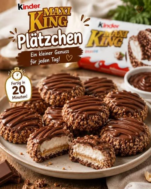 Leckere Kinder Maxi King Plätzchen auf einem Teller