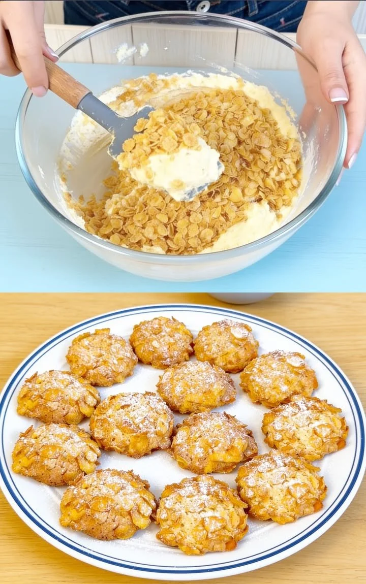 Mandelkekse mit Cornflakes auf einem schönen Teller