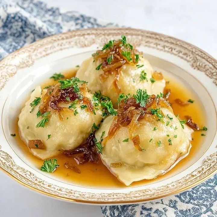 Maultaschen mit Spinat- und Fleischfüllung auf einem Teller serviert