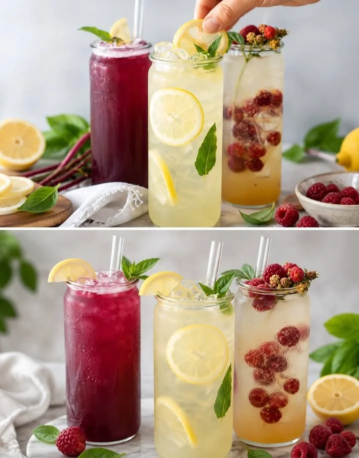 Erfrischende zuckerfreie Limonade mit Eiswürfeln an einem Sommertag