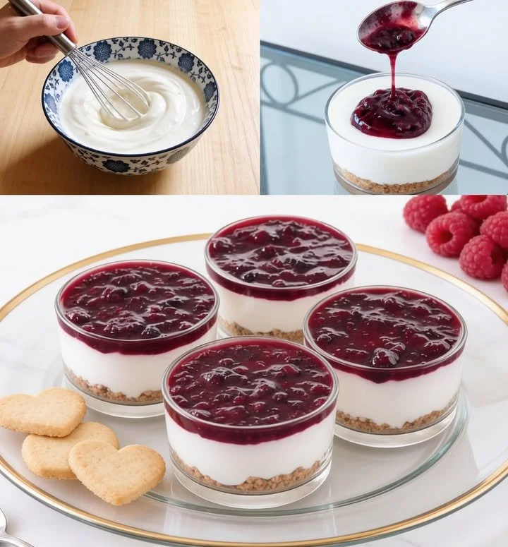 Leckere Mini-Käsekuchen in appetitlicher Anrichtung auf einem Teller