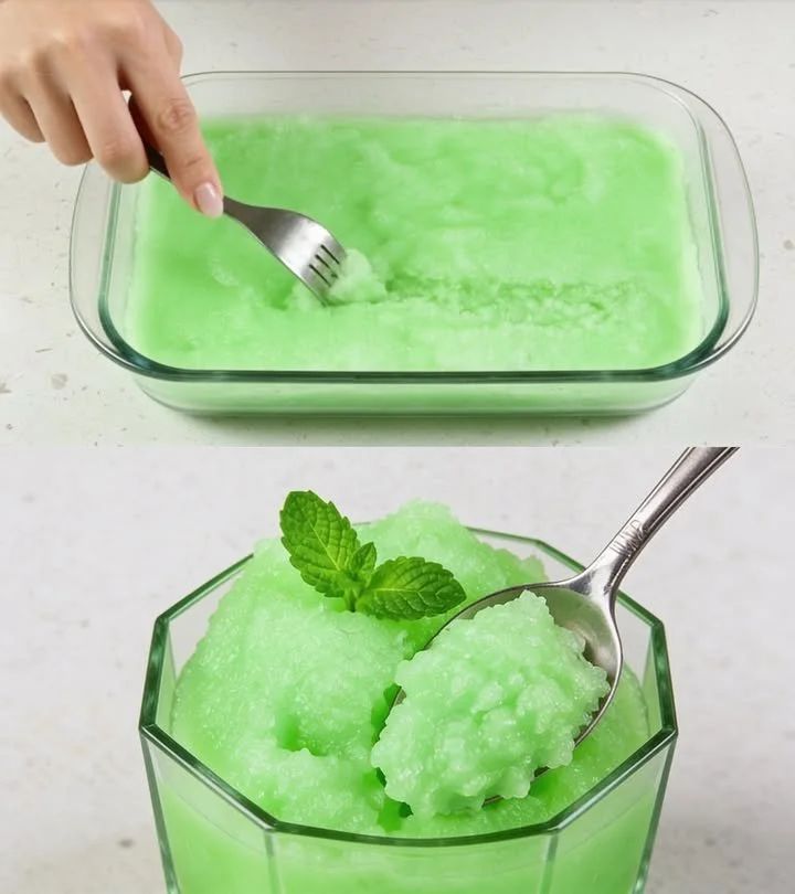 Minz-Sorbet mit Zitrone als erfrischendes Dessert